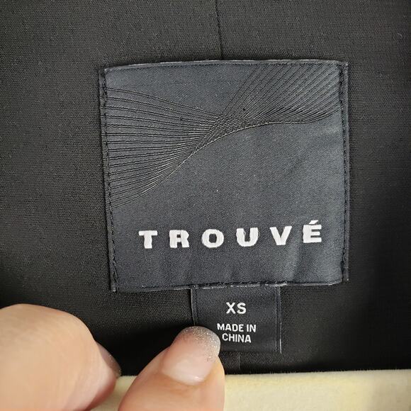 Trouve Women's XS Dark Purple Blazer Black Faux Leather Shoulder Office Gothic‎ - Picture 4 of 12